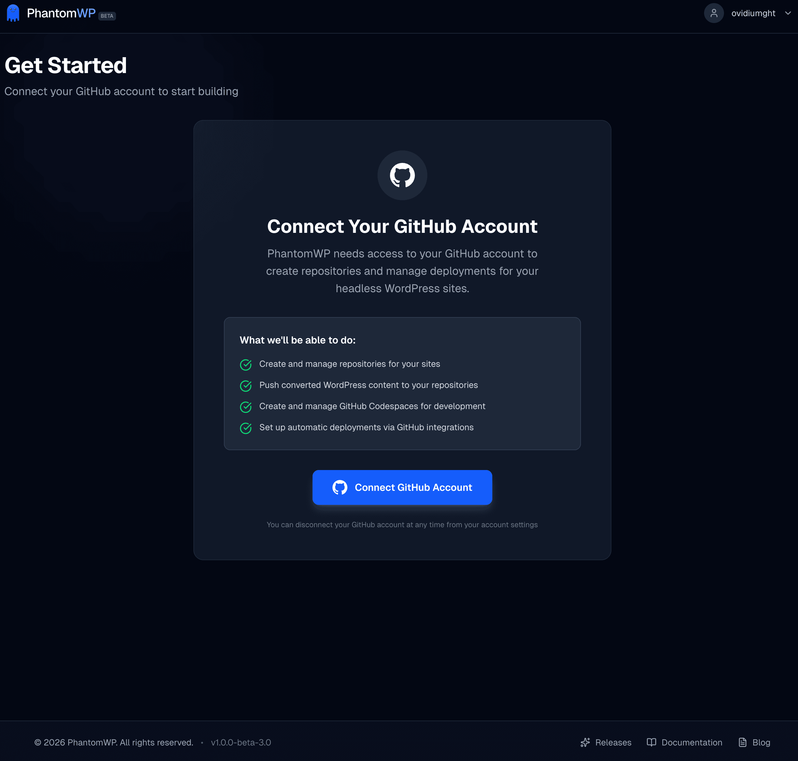 Connect GitHub account