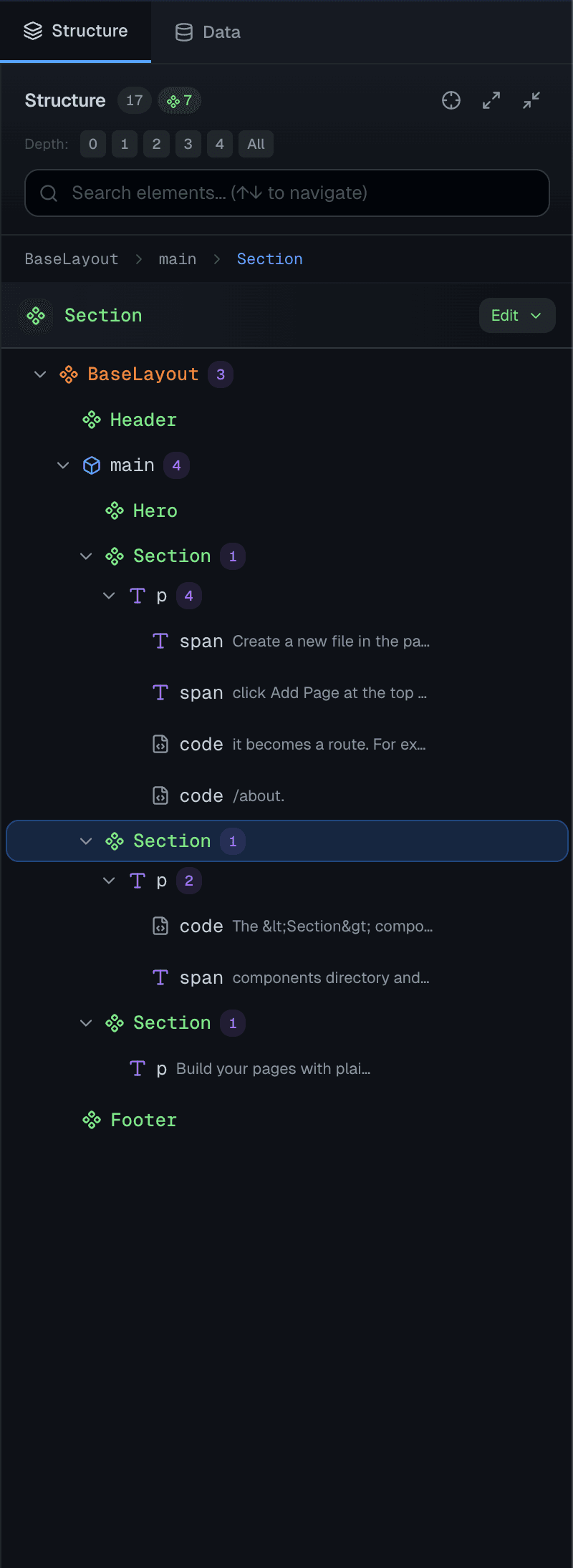 HTML Tree View expanded