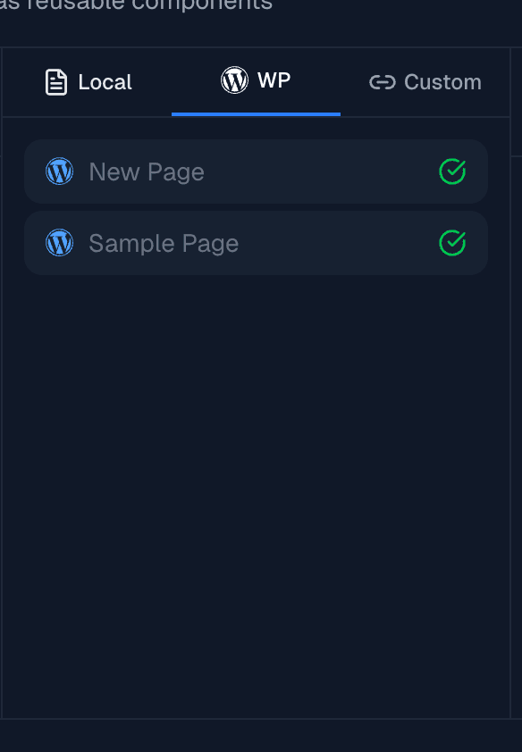 WordPress menu import