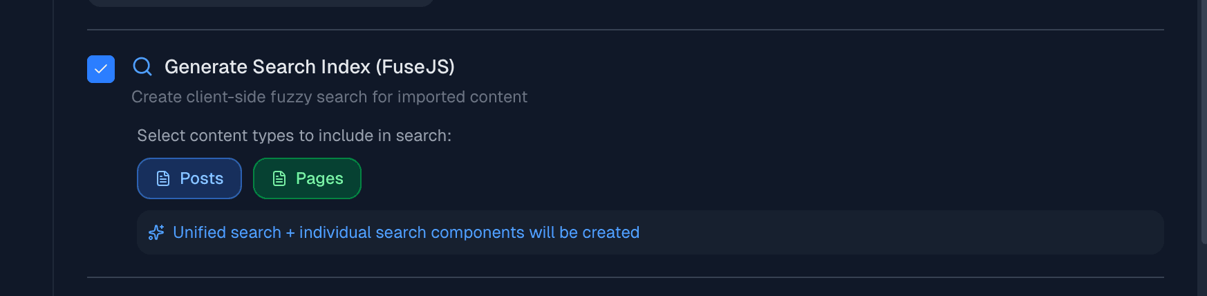 Search index settings