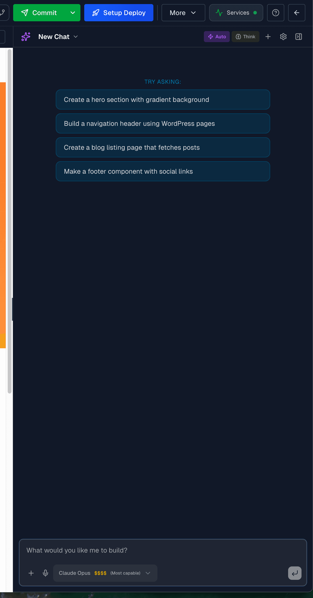 AI chat panel