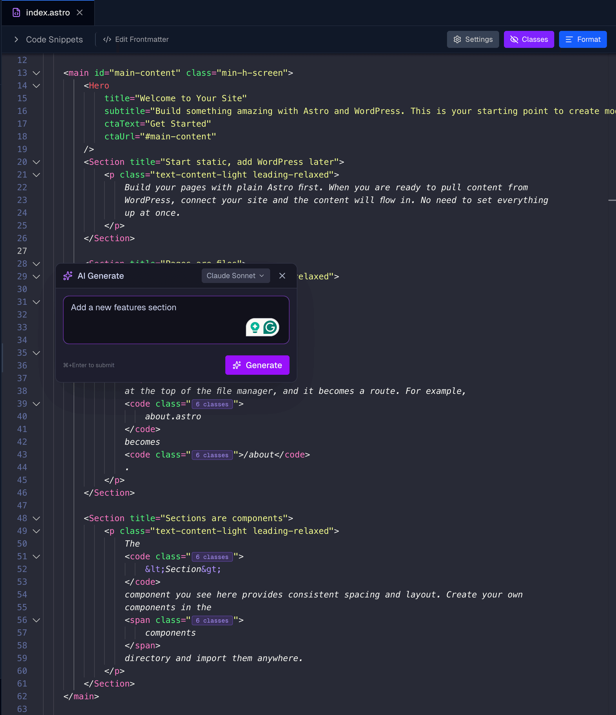 Inline AI widget