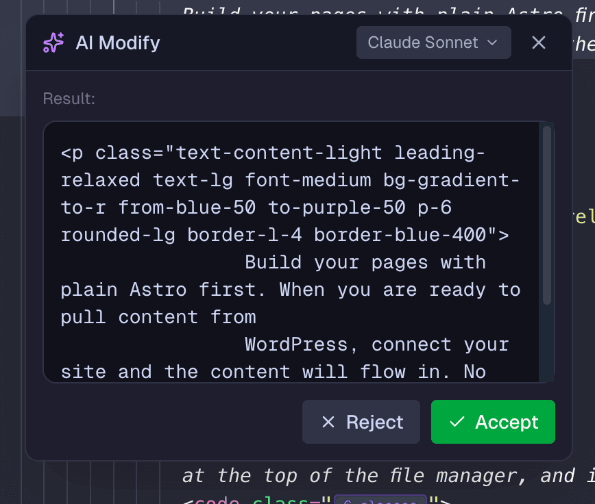 AI Modify result