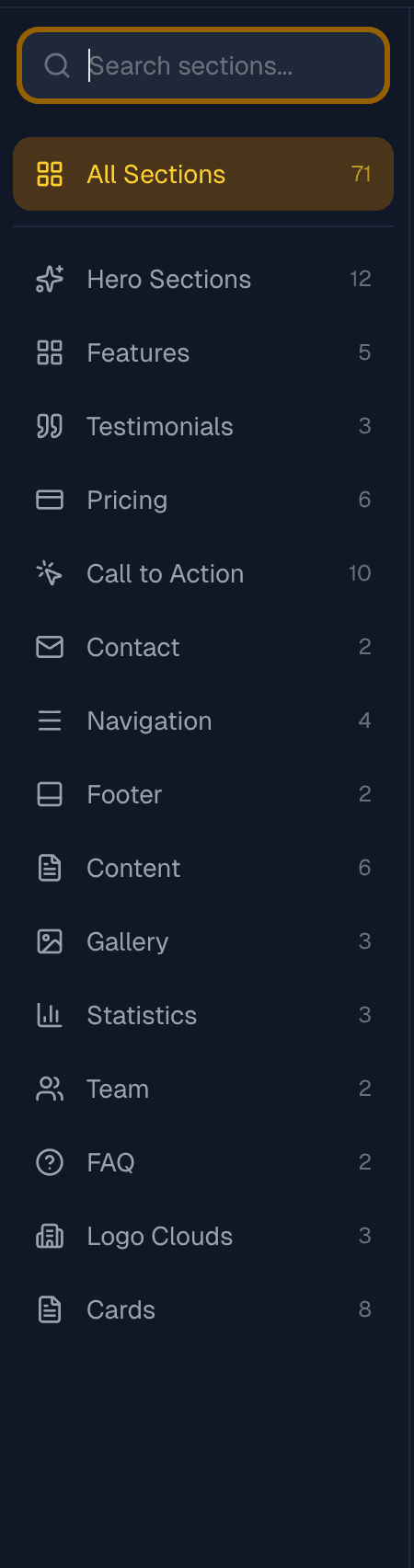 Category sidebar