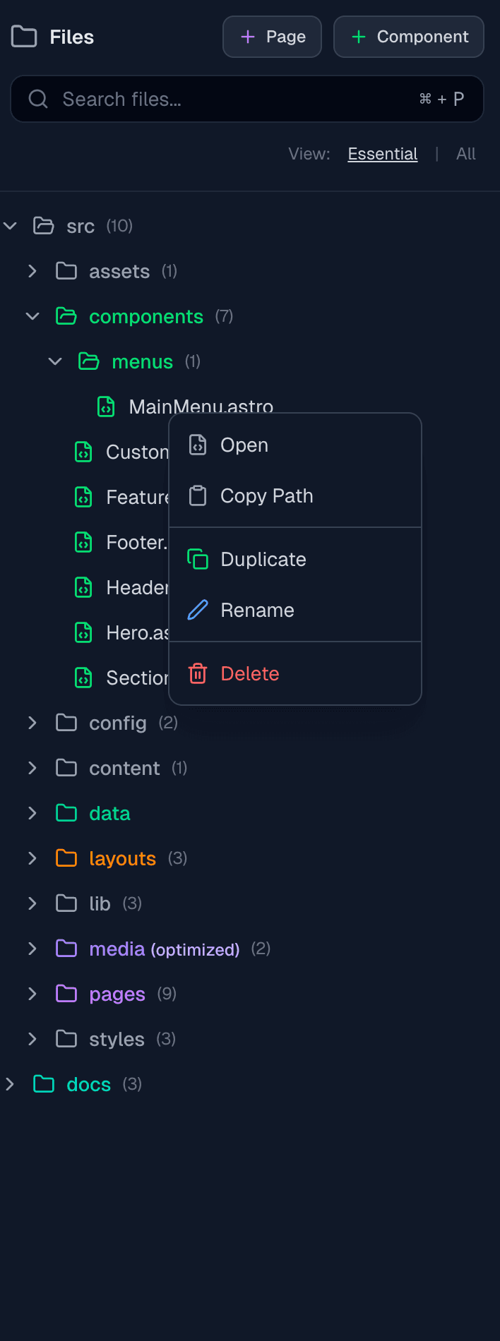 Rename context menu