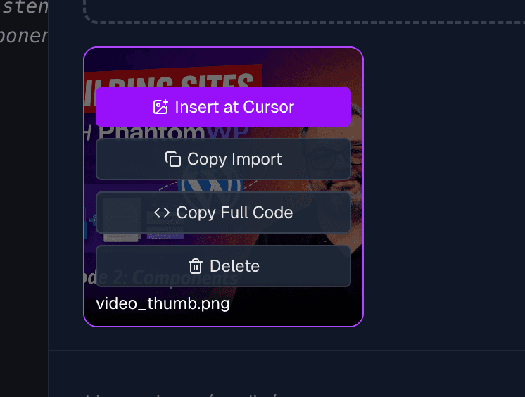 Image hover actions