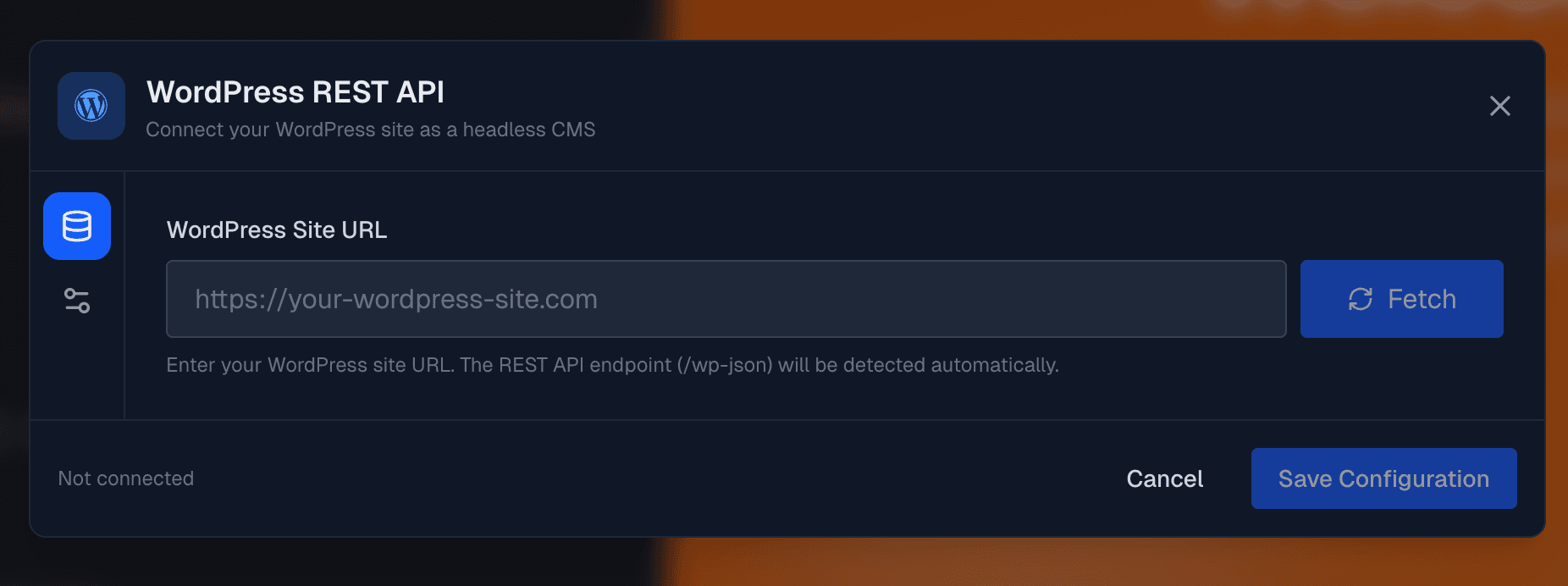 WordPress URL input